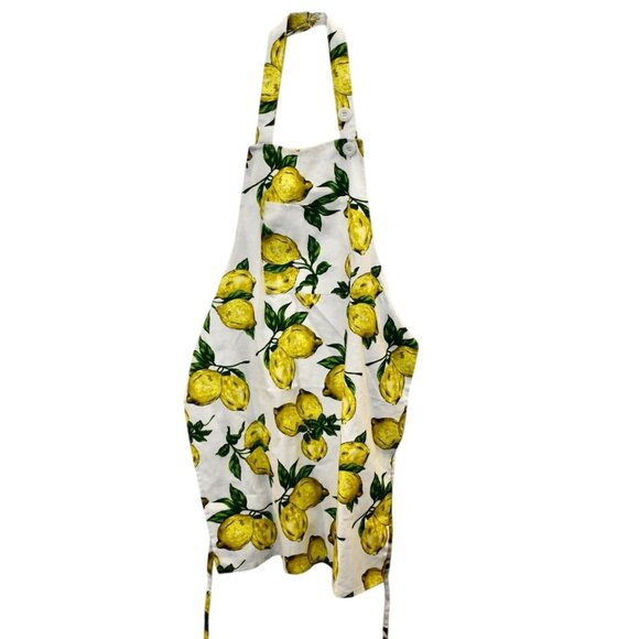 April Cornell Yellow Lemon Cotton Chef Apron One Size - Picture 1 of 5